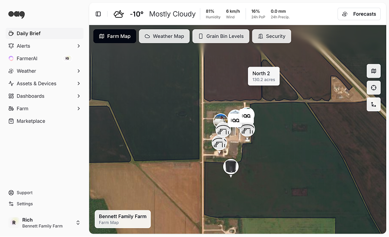 OpticAg platform — Farm Map view